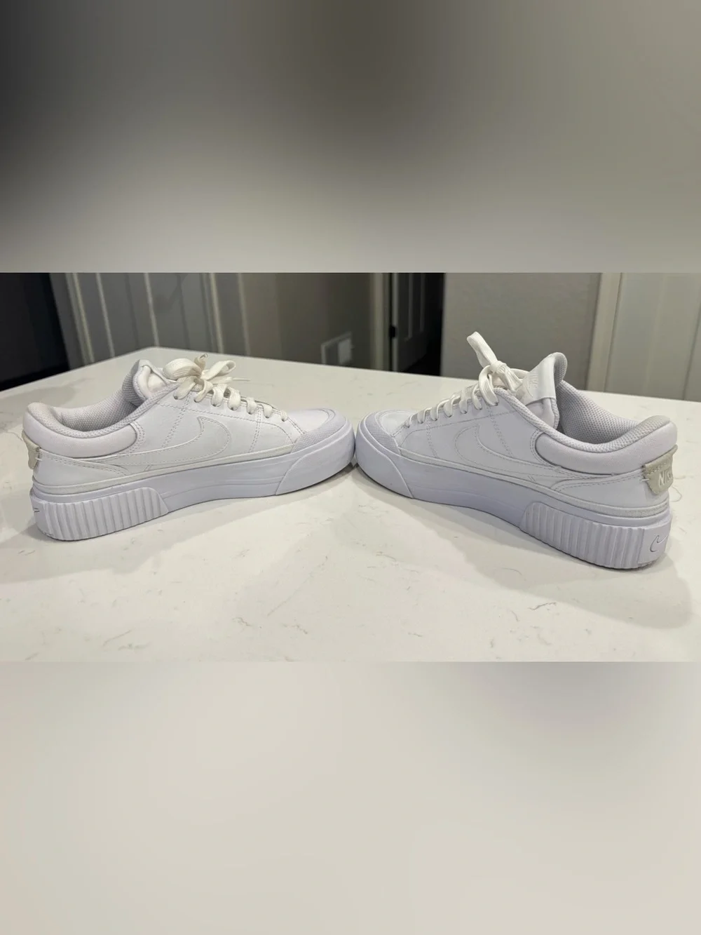 Women's Sz 6.5 Nike Court Legacy Lift Platform Sneaker DM7590-101 White/White - Picture 7 of 7